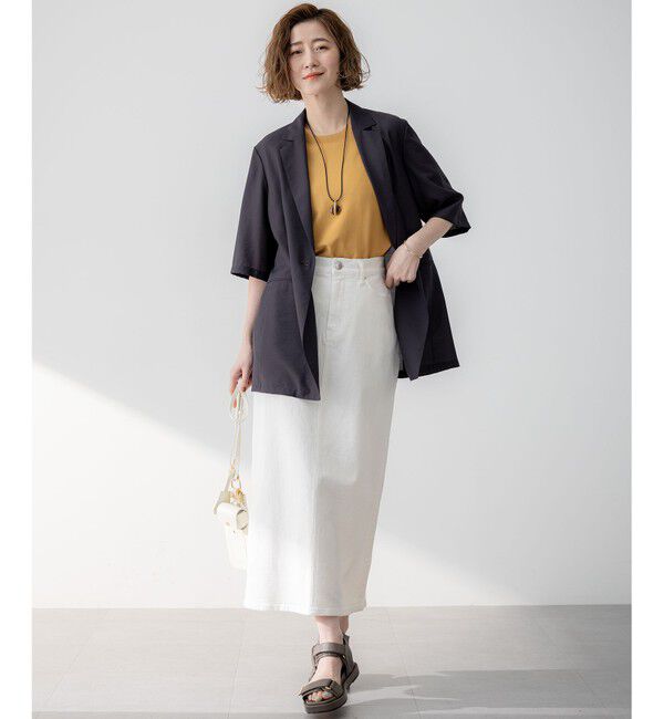 23区「【Oggi6月号掲載/速乾性/接触冷感】シアータンブラー ハーフスリーブ ジャケット」|テーラードジャケット|