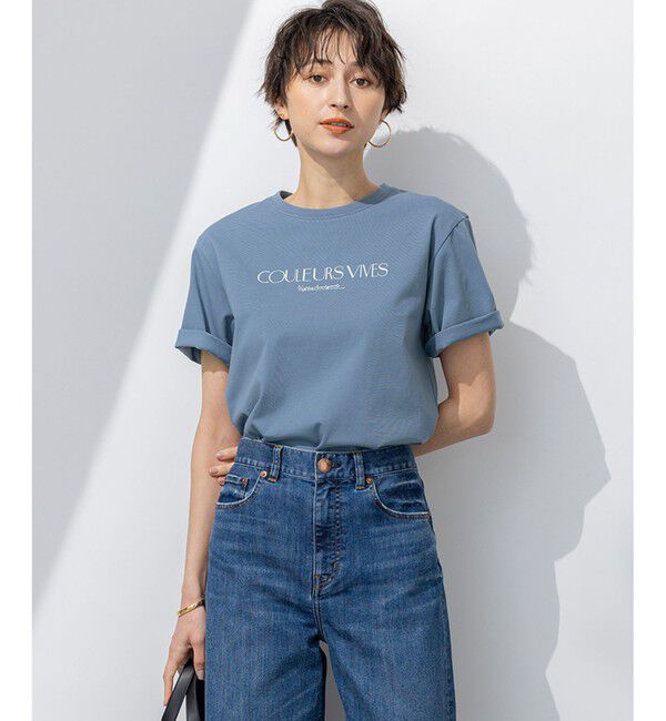23区「【洗える】ボタニカル カラー Tシャツ」|Tシャツ・カットソー|ダルブルー系