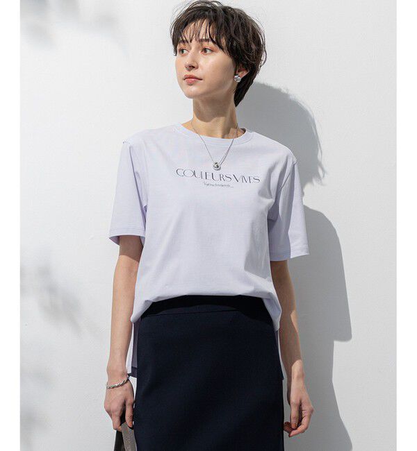 23区「【洗える】ボタニカル カラー Tシャツ」|Tシャツ・カットソー|ライラック系