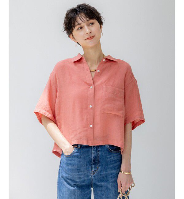 23区「【Oggi7月号掲載/洗える】LIBECOリネン クロップド デザイン シャツ」|シャツ・ブラウス|ｵｰﾙﾄﾞﾛ