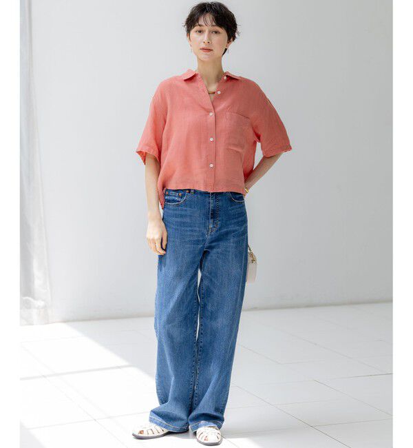 23区「【Oggi7月号掲載/洗える】LIBECOリネン クロップド デザイン シャツ」|シャツ・ブラウス|