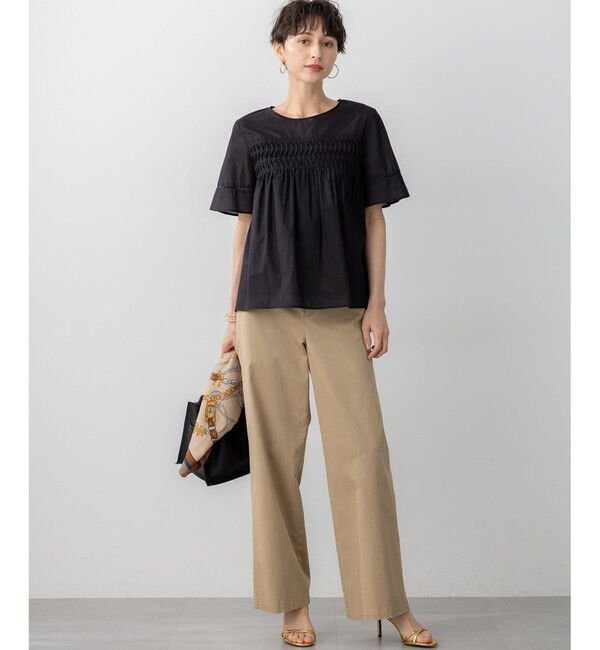 23区「【WEB&一部店舗限定】コットンローン ピンタック フレア ブラウス」|シャツ・ブラウス|