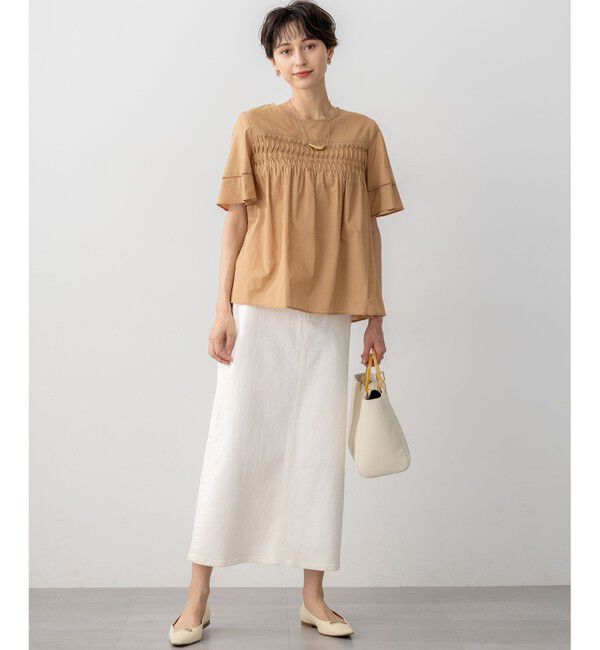 23区「【WEB&一部店舗限定】コットンローン ピンタック フレア ブラウス」|シャツ・ブラウス|