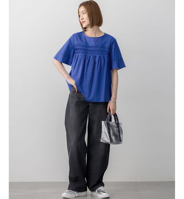 23区「【WEB&一部店舗限定】コットンローン ピンタック フレア ブラウス」|シャツ・ブラウス|