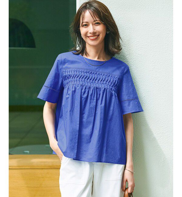 23区「【WEB&一部店舗限定】コットンローン ピンタック フレア ブラウス」|シャツ・ブラウス|