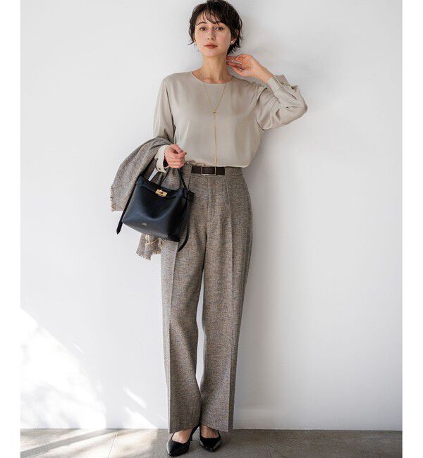 23区「カフスボタン サテンTEEブラウス」|シャツ・ブラウス|