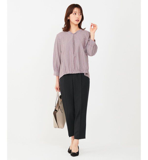 any SiS「【洗える】シルケットジャージーストライプ ブラウス」|Tシャツ・カットソー|