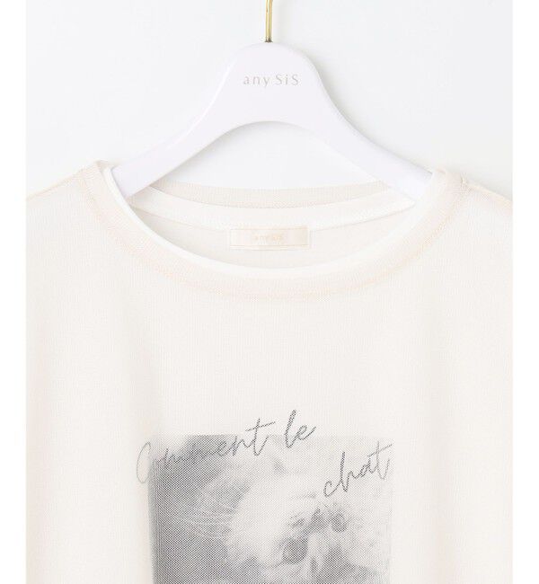 ANY SIS「【貴島明日香さんコラボ】チュールレイニャード猫 Tシャツ」|Tシャツ・カットソー|