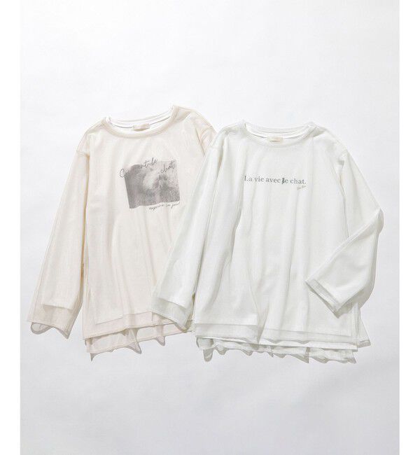 ANY SIS「【貴島明日香さんコラボ】チュールレイニャード猫 Tシャツ」|Tシャツ・カットソー|