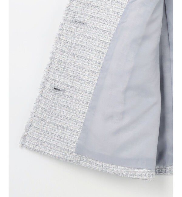 ANY SIS「ノーカラーフリンジツイード ジャケット」|ノーカラージャケット|