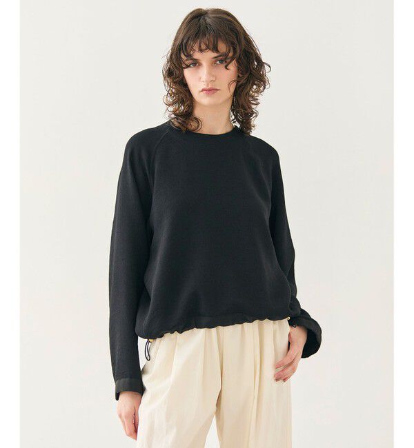 BEIGE,「BROOM / スウェット風プルオーバードロストトップス」|Tシャツ・カットソー|Black