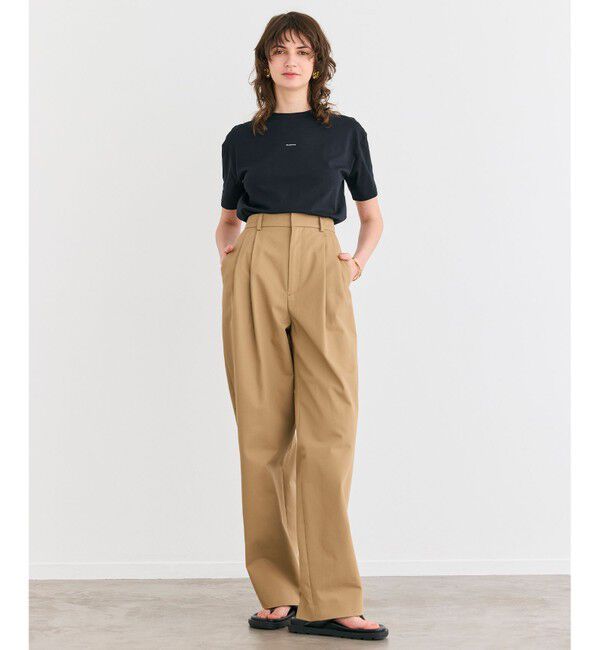 BEIGE,「【洗える】GAZANIA / コットンチノ2タックワイドパンツ」|チノ|