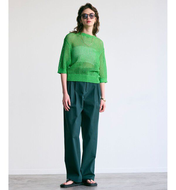 BEIGE,「【洗える】GAZANIA / コットンチノ2タックワイドパンツ」|チノ|