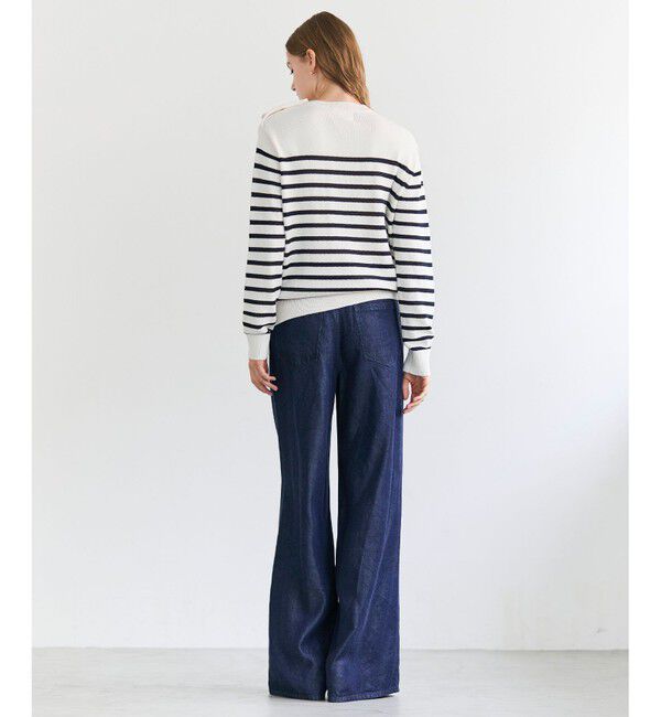 BEIGE,「HELIODOR / レーヨンボーダーマリンボタンニット」|ニット・セーター|