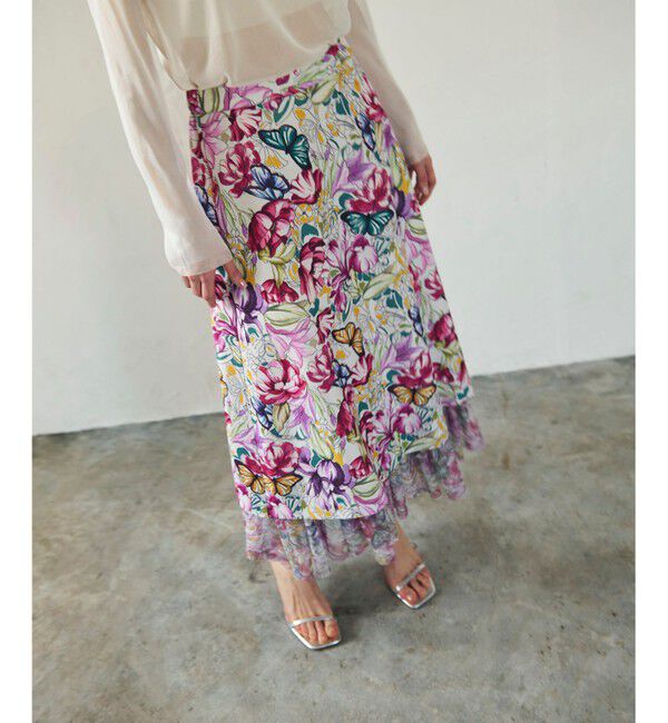 GRACE CONTINENTAL「フラワーガーデンプリントスカート」|スカート|