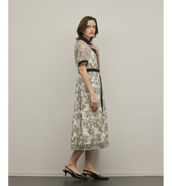 GRACE CONTINENTAL「フラワーコード刺繍ワンピース」|ワンピース|