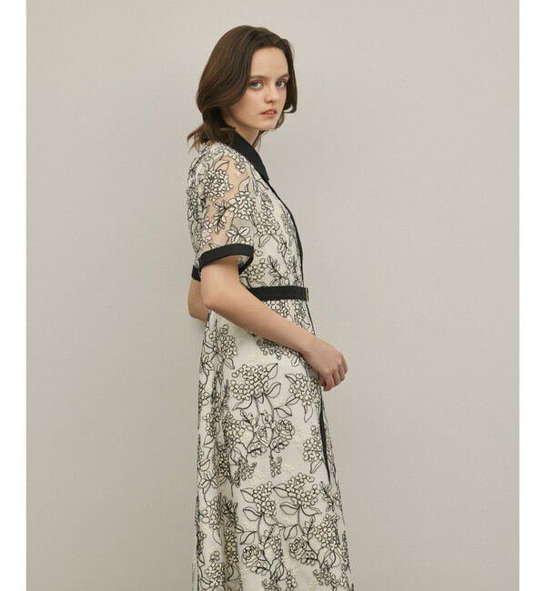 GRACE CONTINENTAL「フラワーコード刺繍ワンピース」|ワンピース|