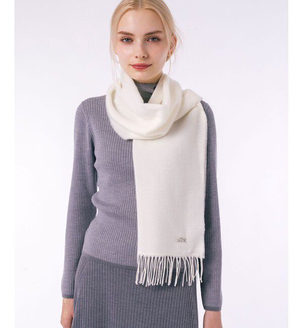 LACOSTE「エッセンシャルウールストール」|マフラー|アイボリー