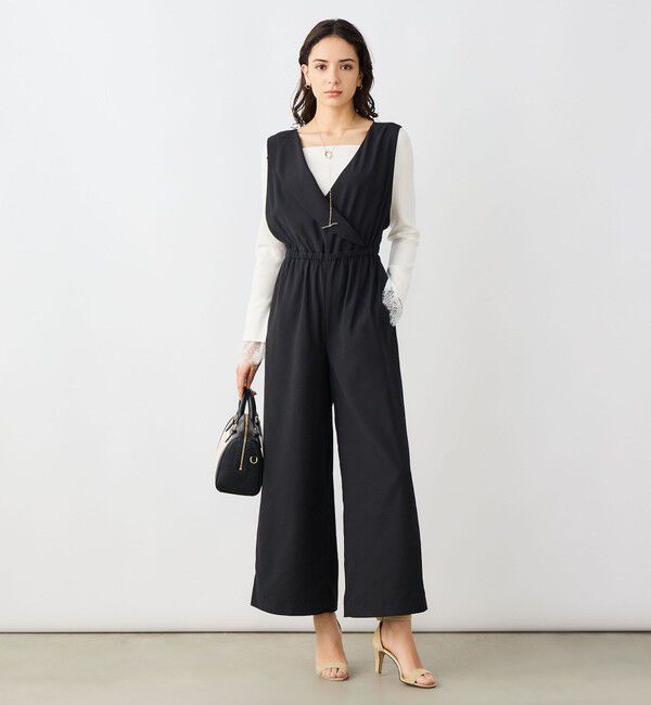 NOLLEY'S sophi「ウォッシャブルバックサテンサロペット」|オールインワン|ブラック