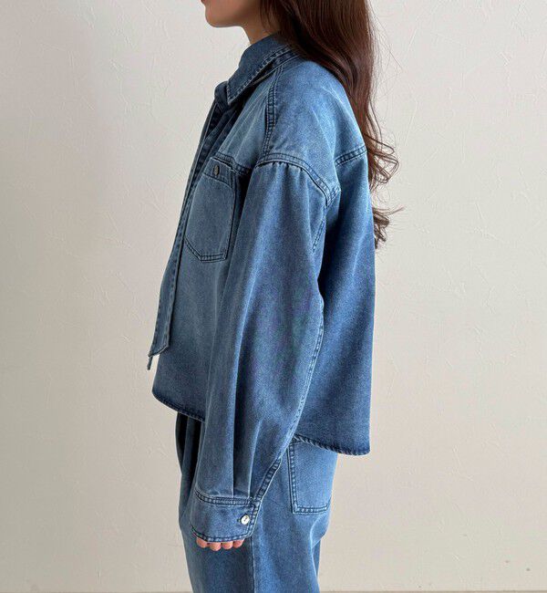 fredy emue「《セットアップ対応》デニムボウタイクロップドシャツ」|シャツ・ブラウス|