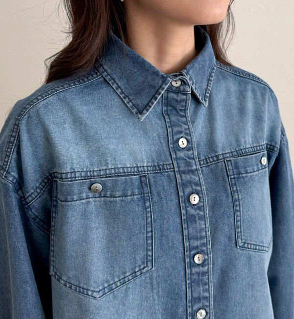 fredy emue「《セットアップ対応》デニムボウタイクロップドシャツ」|シャツ・ブラウス|
