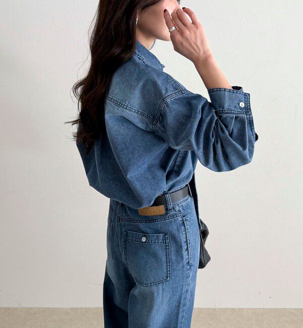 fredy emue「《セットアップ対応》デニムボウタイクロップドシャツ」|シャツ・ブラウス|