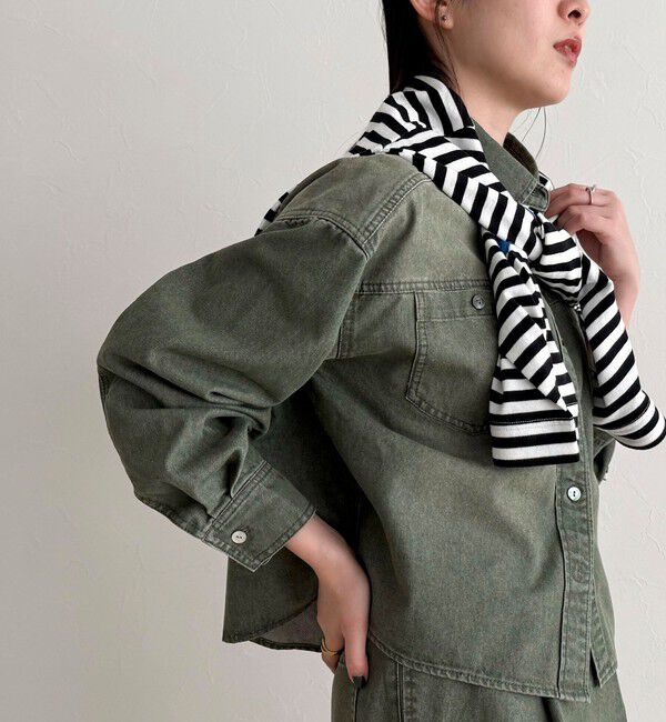 fredy emue「《セットアップ対応》デニムボウタイクロップドシャツ」|シャツ・ブラウス|