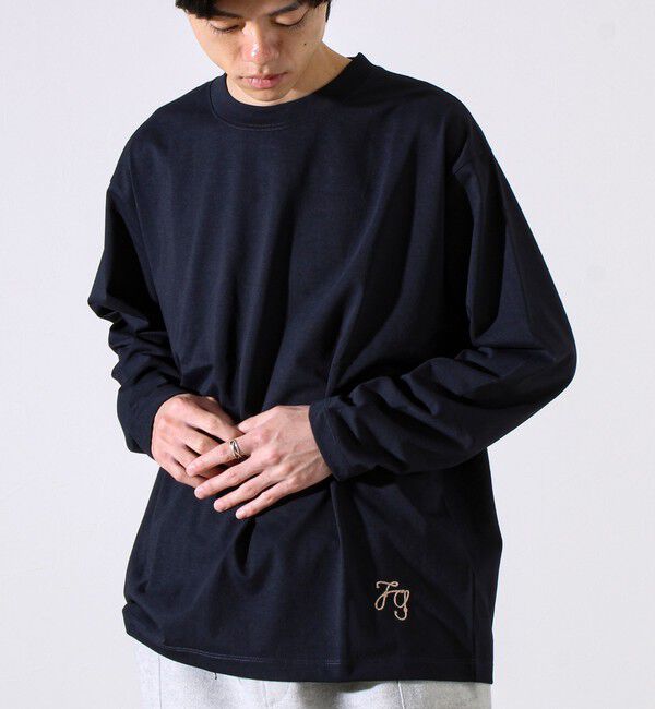 GLOSTER「【MARUDE COTTON】ロープ刺繍Ｔ ロングスリーブ」|Tシャツ・カットソー|ブラック