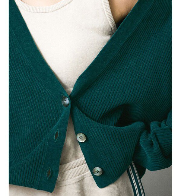 SALON adam et rope'「Vネックカーディガン-CreamyCotton /クリーミーコットン-」|カーディガン|グリーン(30)