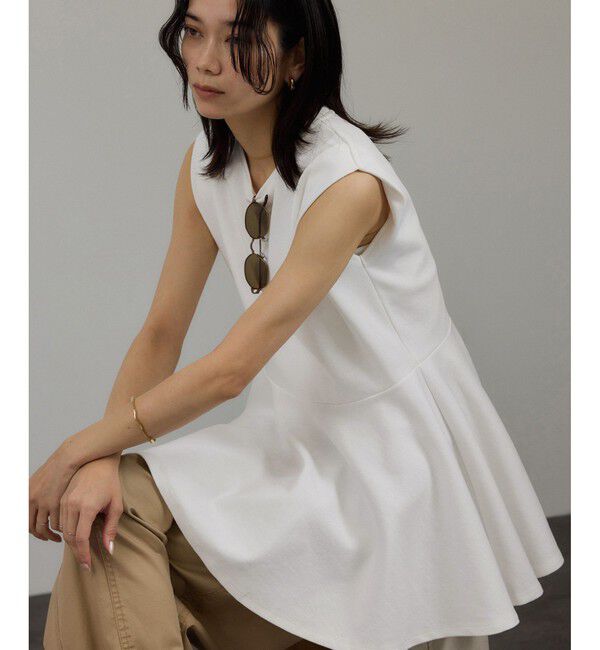 SALON adam et rope'「【WEB限定】ショルダータックペプラムプルオーバー」|Tシャツ・カットソー|