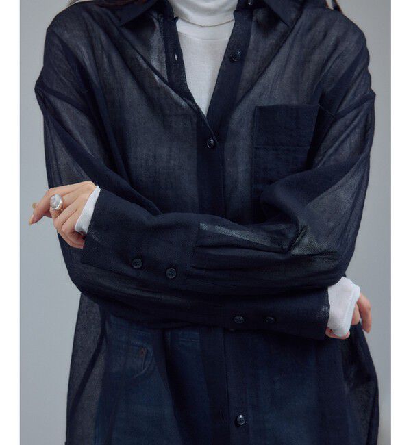 SALON adam et rope'「シアーウールボイルシャツ」|シャツ・ブラウス|ブラック(01)