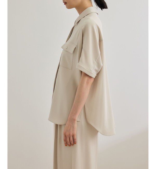 ROPE「【洗える・カセット服】バックサテン ドルマンブラウス/お仕事・通勤・セットアップ対応」|シャツ・ブラウス|