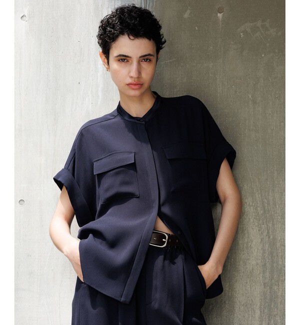 ROPE「【洗える・カセット服】バックサテン ドルマンブラウス/お仕事・通勤・セットアップ対応」|シャツ・ブラウス|
