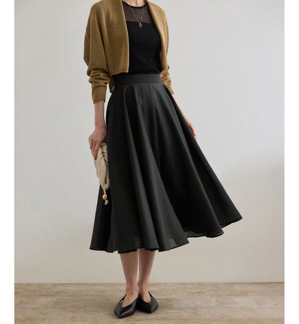 ROPE「シャイニーシアースカート/洗える【セットアップ対応】」|スカート|ブラック(01)