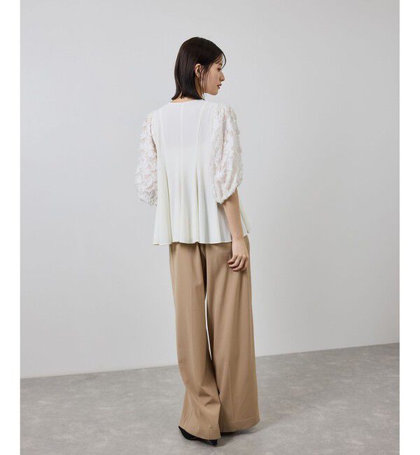 ROPE「ジャガードスリーブコンビブラウス/イージーケア」|シャツ・ブラウス|