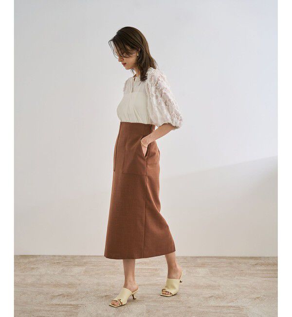 ROPE「ジャガードスリーブコンビブラウス/イージーケア」|シャツ・ブラウス|