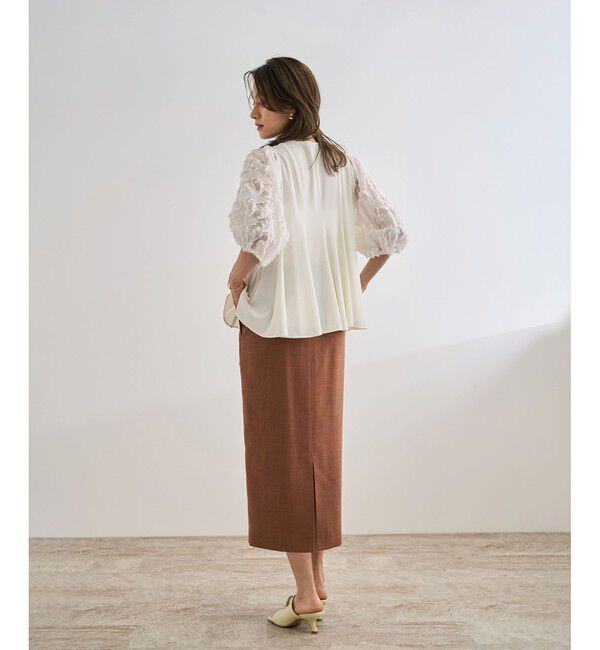 ROPE「ジャガードスリーブコンビブラウス/イージーケア」|シャツ・ブラウス|