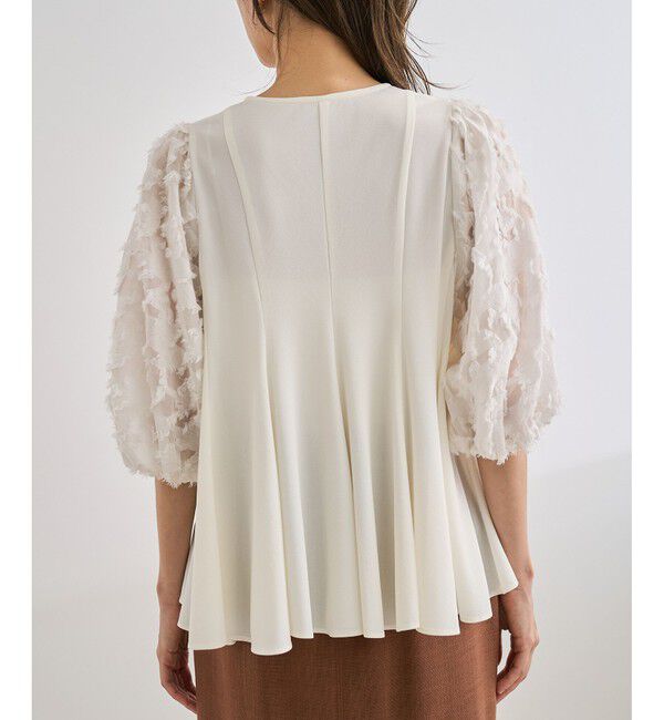 ROPE「ジャガードスリーブコンビブラウス/イージーケア」|シャツ・ブラウス|