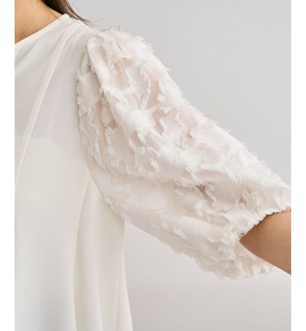 ROPE「ジャガードスリーブコンビブラウス/イージーケア」|シャツ・ブラウス|