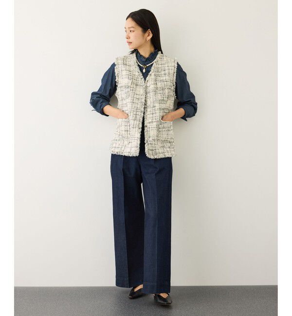 ROPE「テンセルデニムストレートワイドパンツ/イージーケア・セットアップ対応」|デニム|