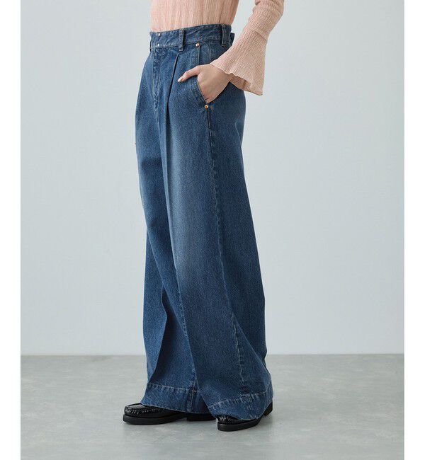 ROPE「テンセルデニムストレートワイドパンツ/イージーケア・セットアップ対応」|デニム|