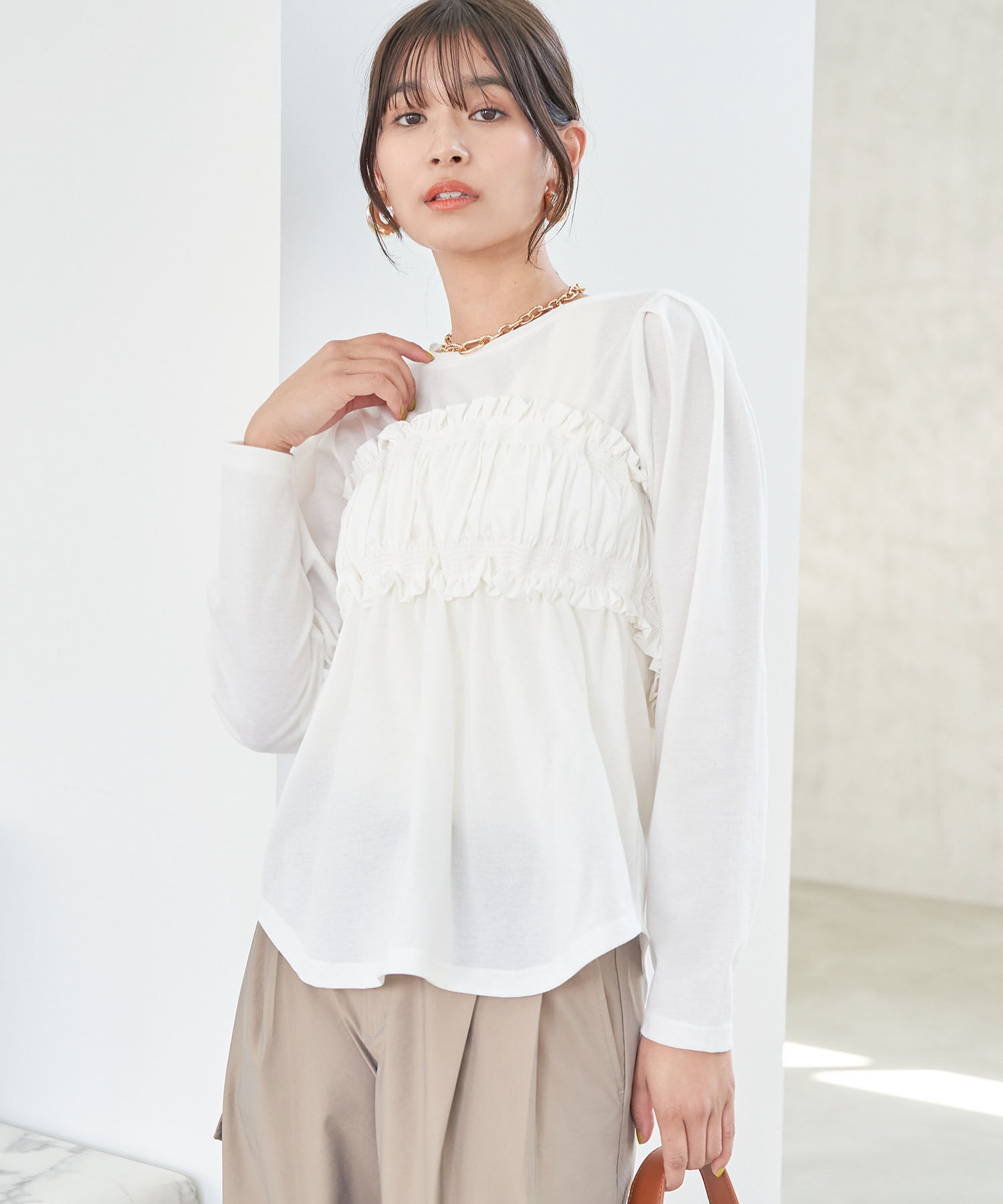 VIS「ビスチェドッキングデザインロングTシャツ」|Tシャツ・カットソー|