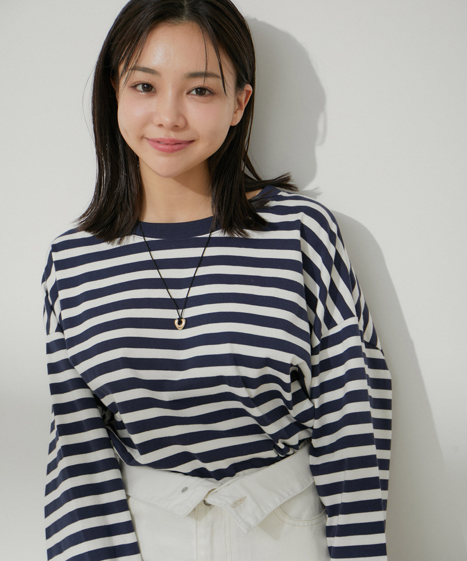 VIS「【EC/OUTLET】ワイドスリーブマルチボーダーロングTシャツ【洗える】」|Tシャツ・カットソー|