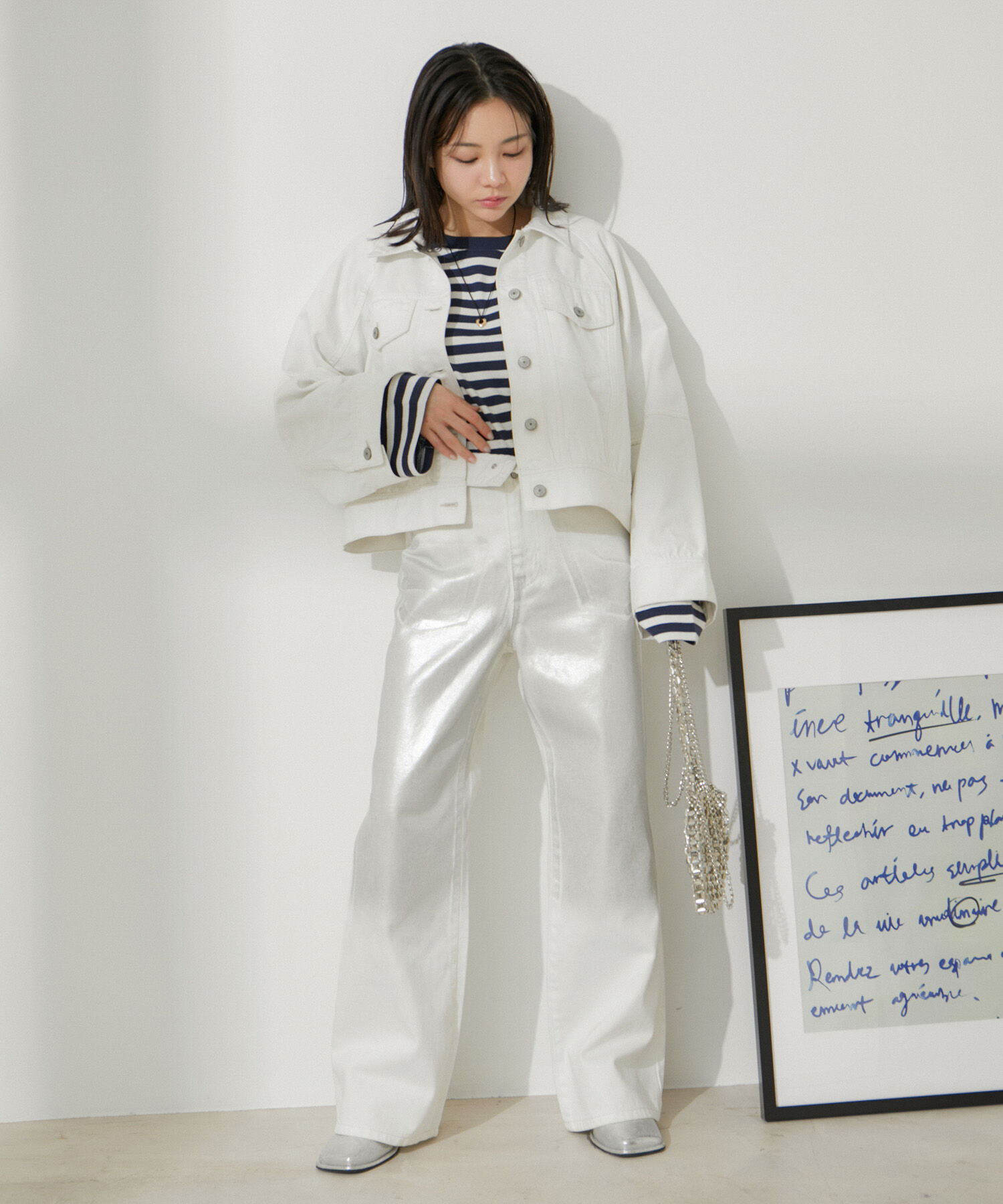 VIS「【EC/OUTLET】ワイドスリーブマルチボーダーロングTシャツ【洗える】」|Tシャツ・カットソー|