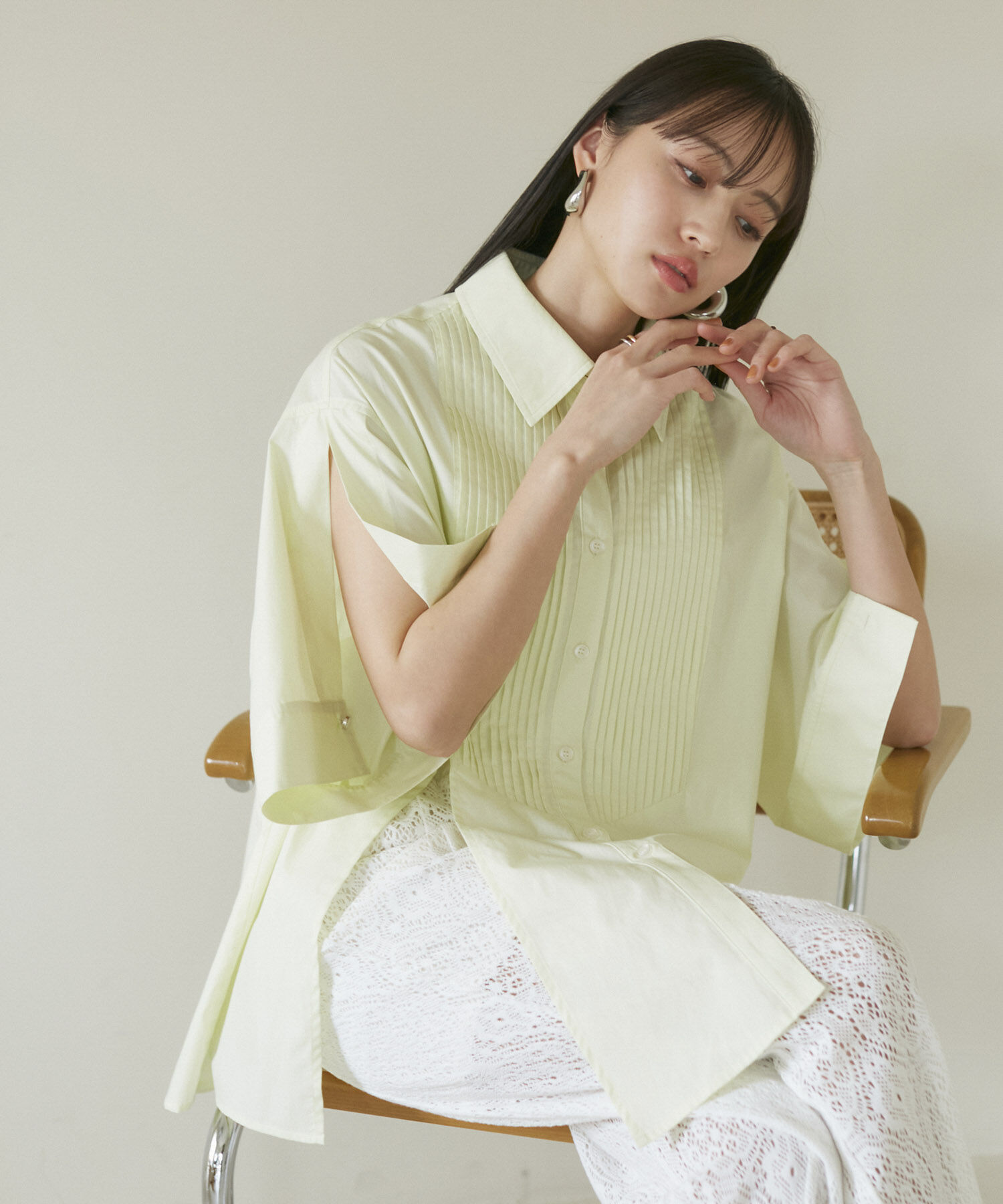 VIS「【洗える】オーバーサイズピンタックシャツ」|シャツ・ブラウス|