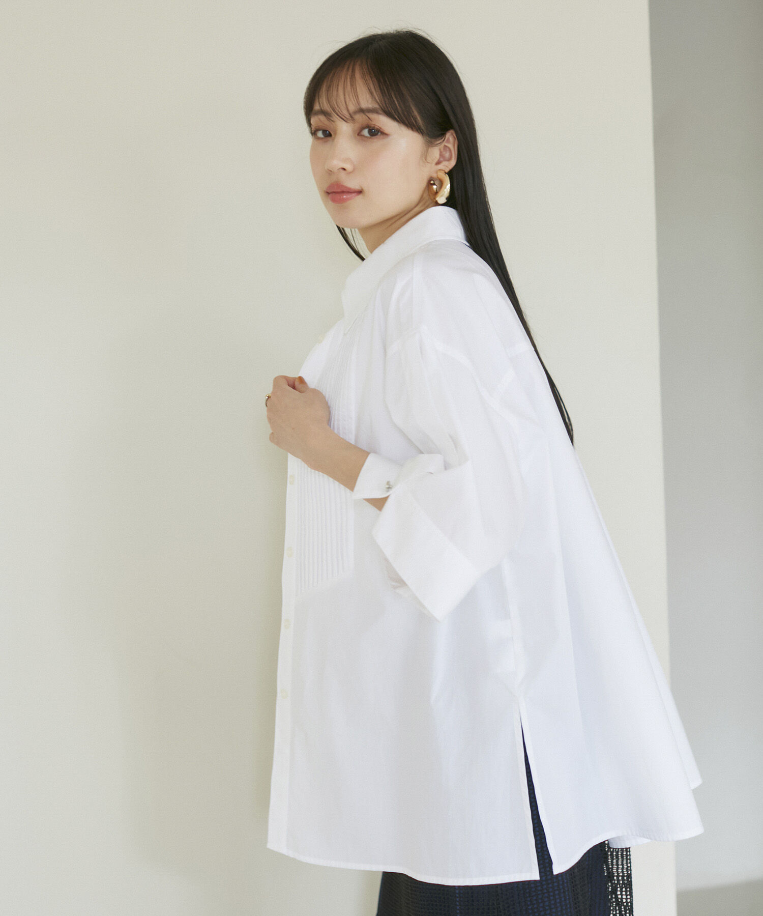 VIS「【洗える】オーバーサイズピンタックシャツ」|シャツ・ブラウス|