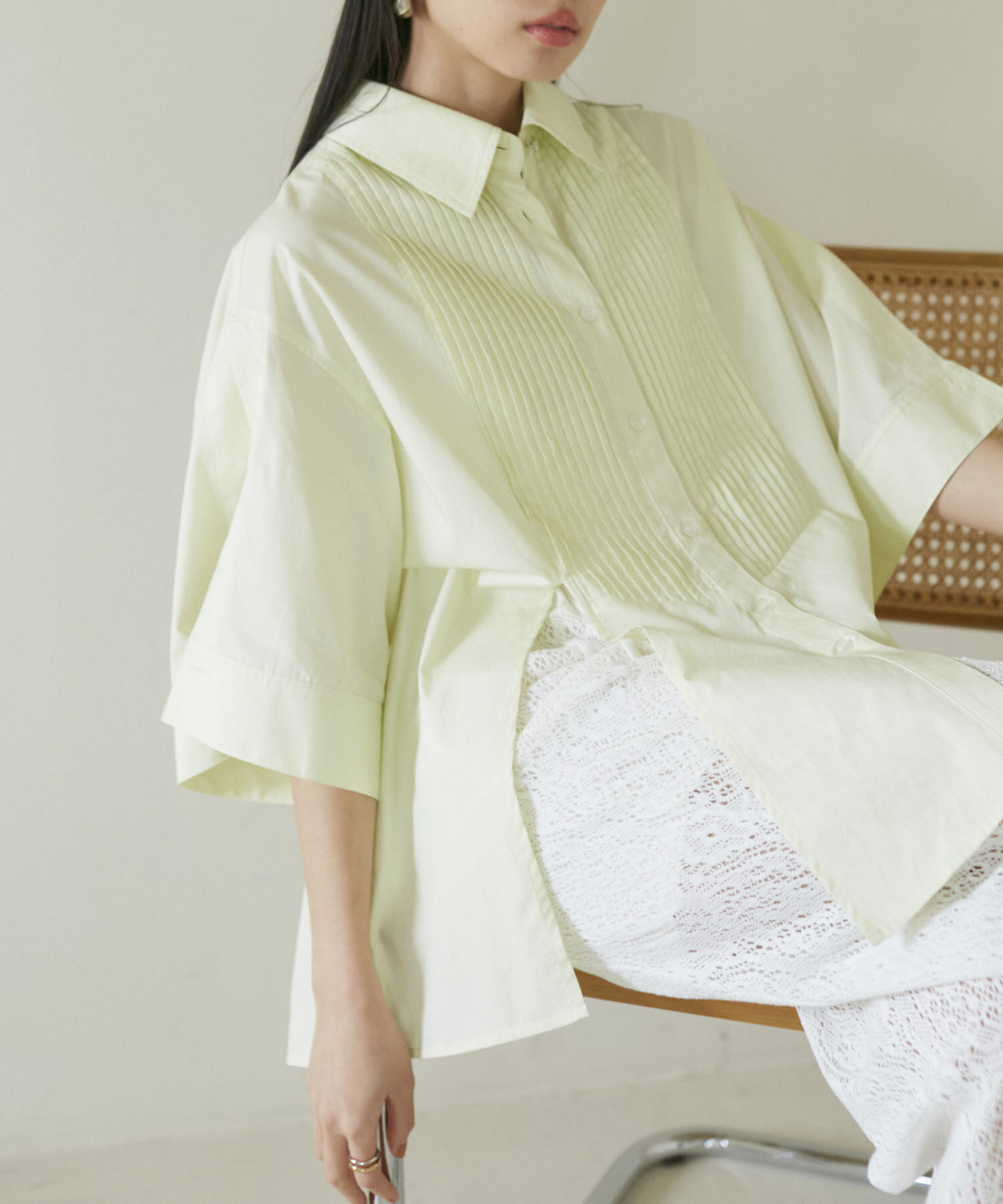 VIS「【洗える】オーバーサイズピンタックシャツ」|シャツ・ブラウス|