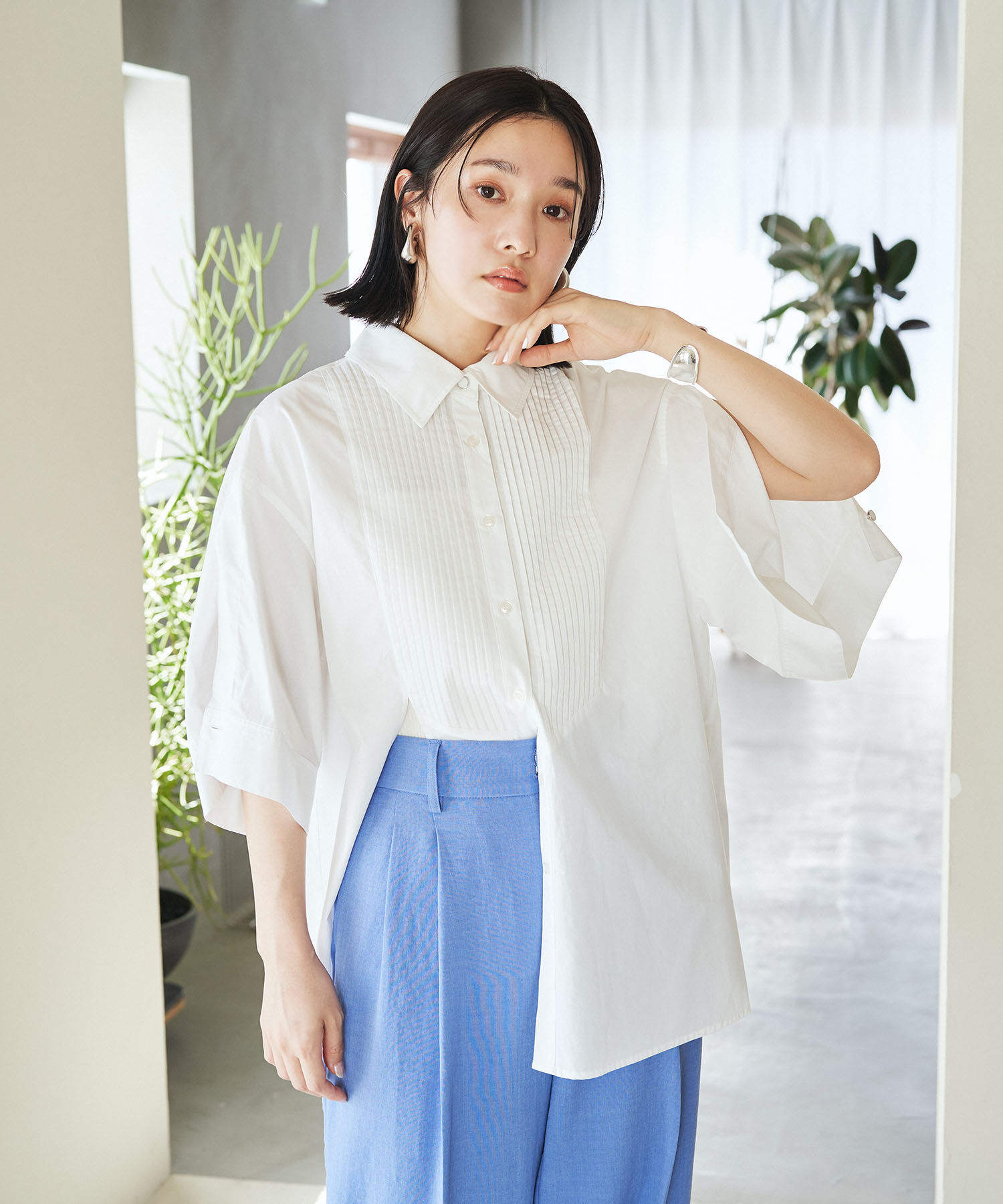 VIS「【洗える】オーバーサイズピンタックシャツ」|シャツ・ブラウス|