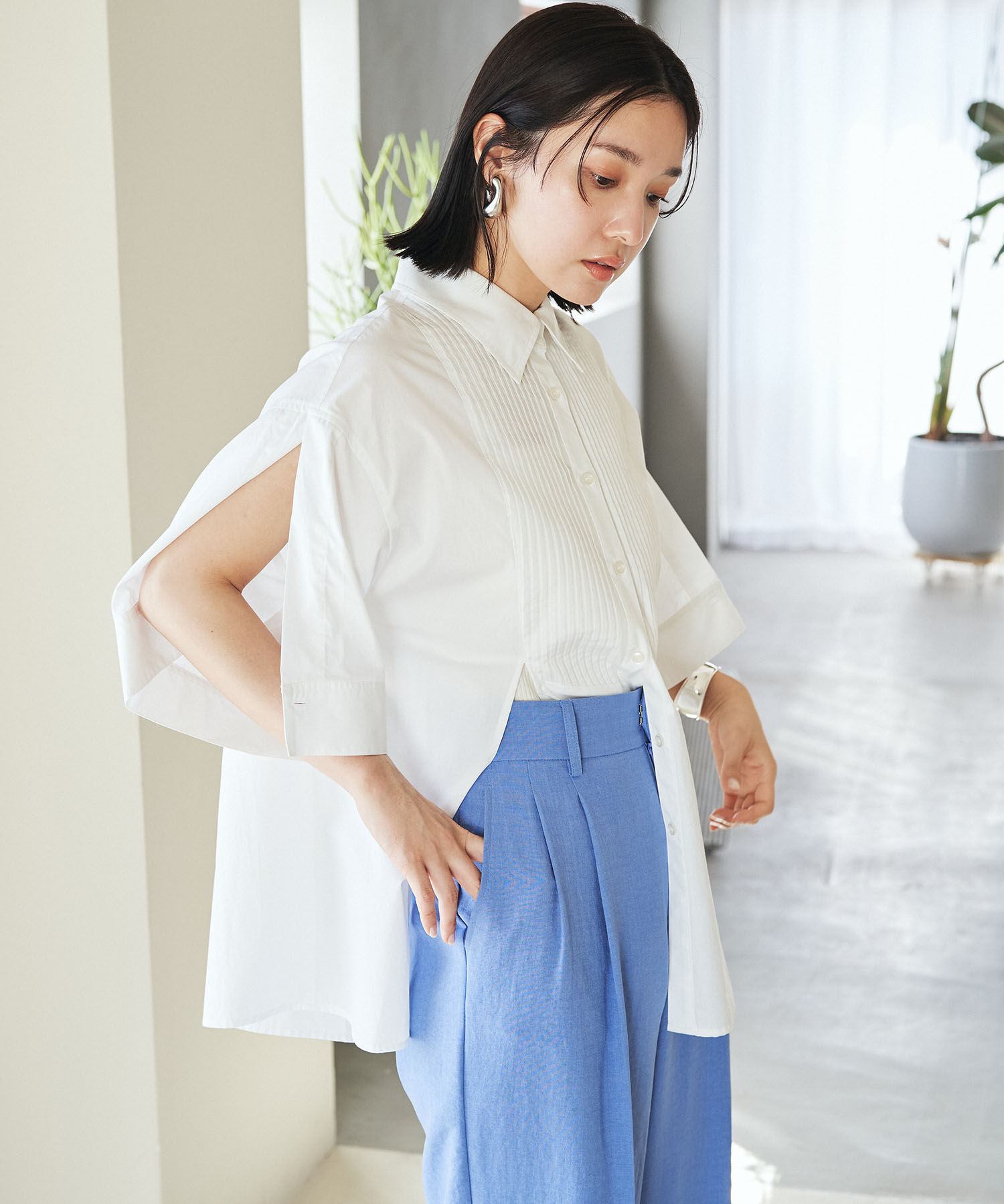 VIS「【洗える】オーバーサイズピンタックシャツ」|シャツ・ブラウス|