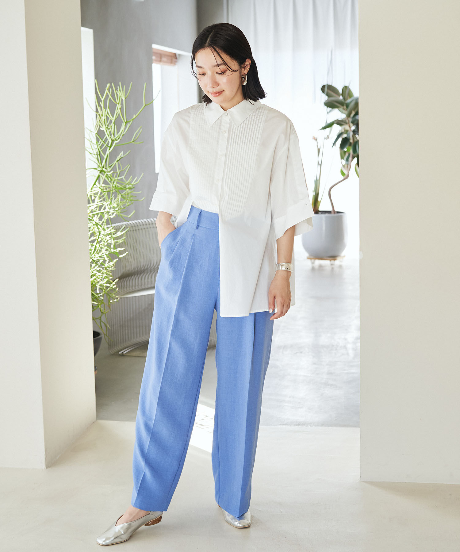 VIS「【洗える】オーバーサイズピンタックシャツ」|シャツ・ブラウス|